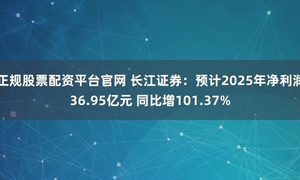 正规股票配资平台官网 长江证券：预计2025年净利润36.95亿元 同比增101.37%